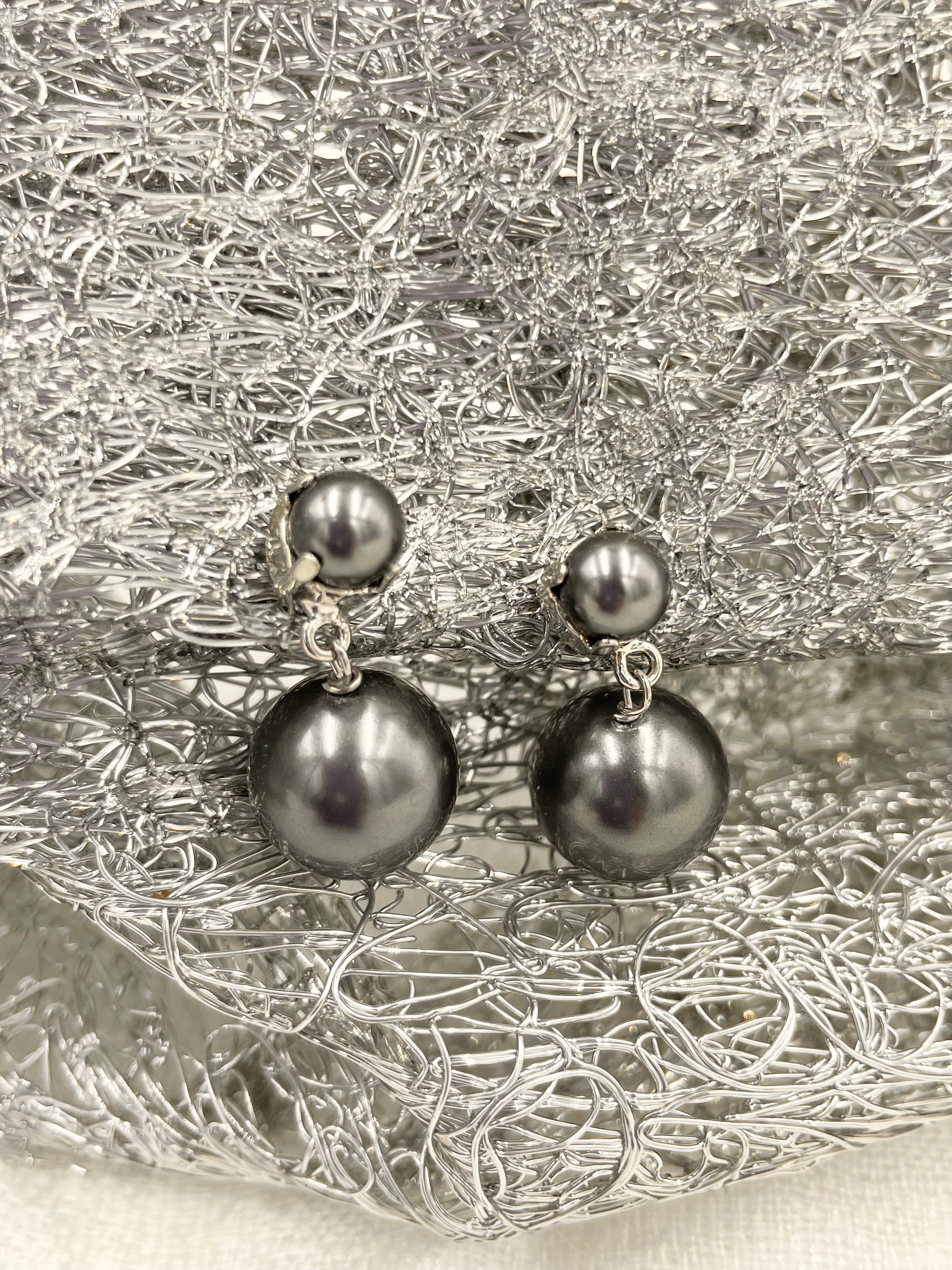 Joanna Bisley Dark Grey Swarovski Pearl Earrings - 0