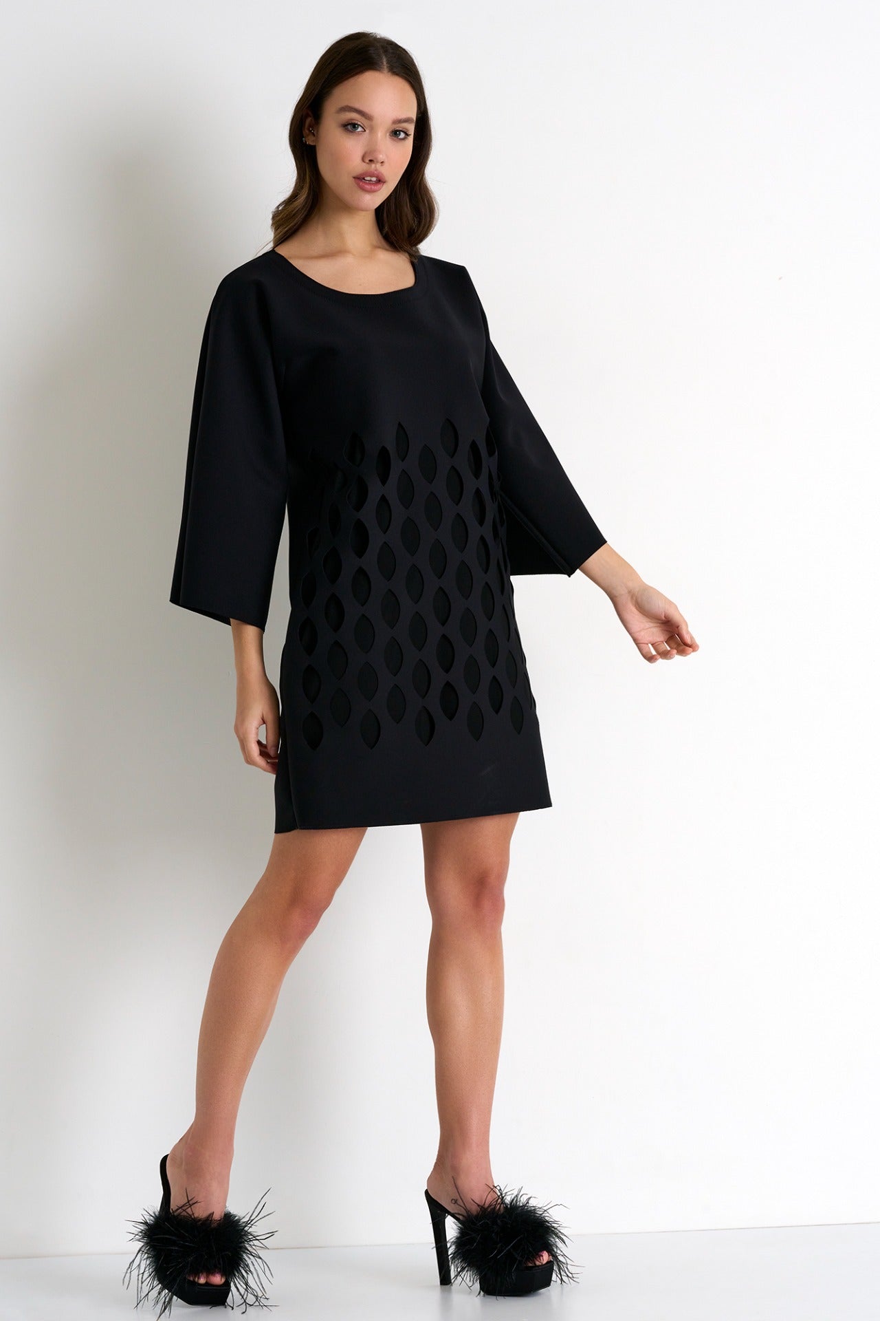 Shan Flared Sleeve Dress with cut-out details - 0