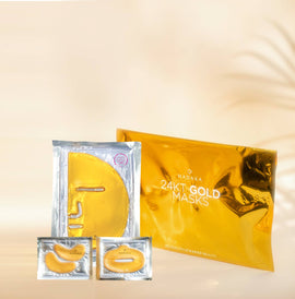 24K Gold Collagen Mask Trio – Face, Eyes & Lips