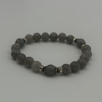 Joanna Bisley Labradorite 10mm with Bali Beadcaps and Swarovski Crystal Bracelet B3629 - 0