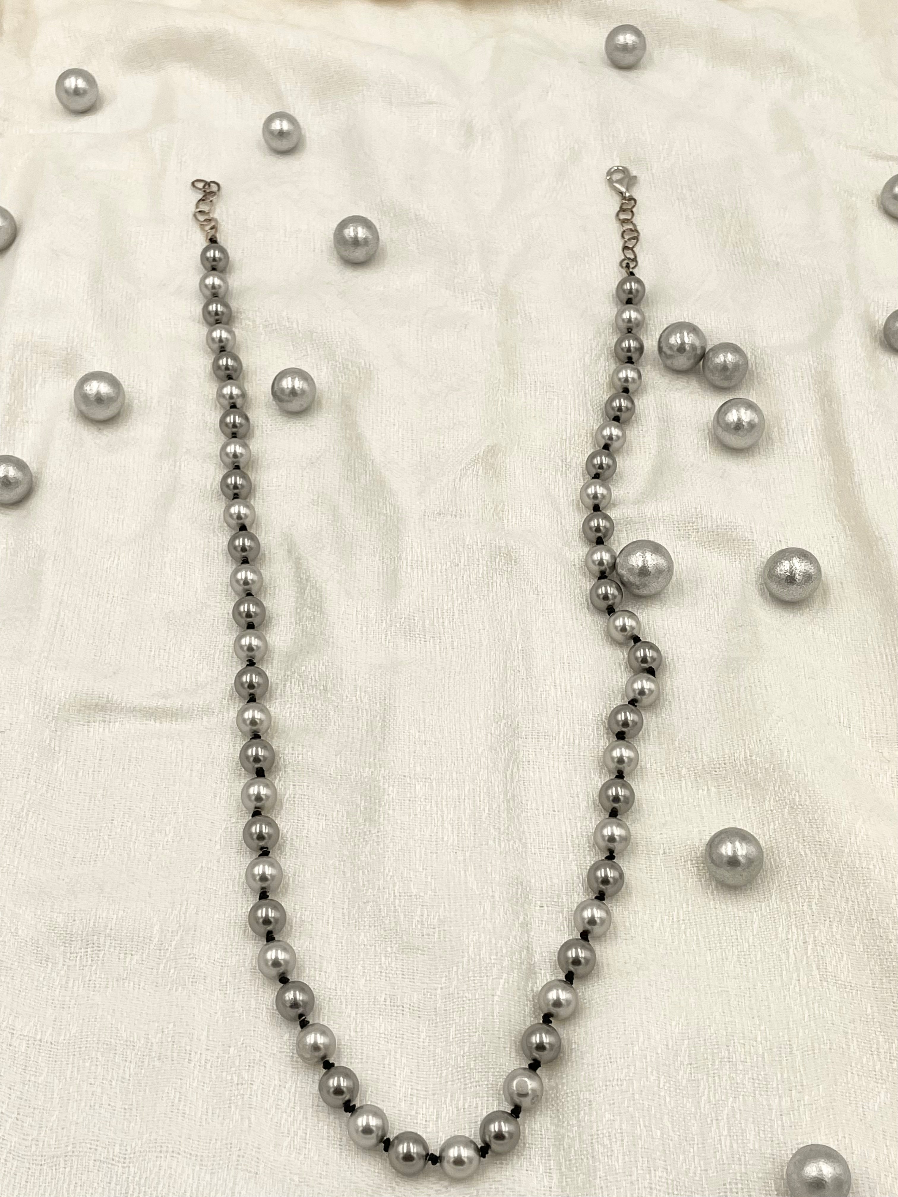 Joanna Bisley Grey Silk Beadknotted Necklace N1529 - 0