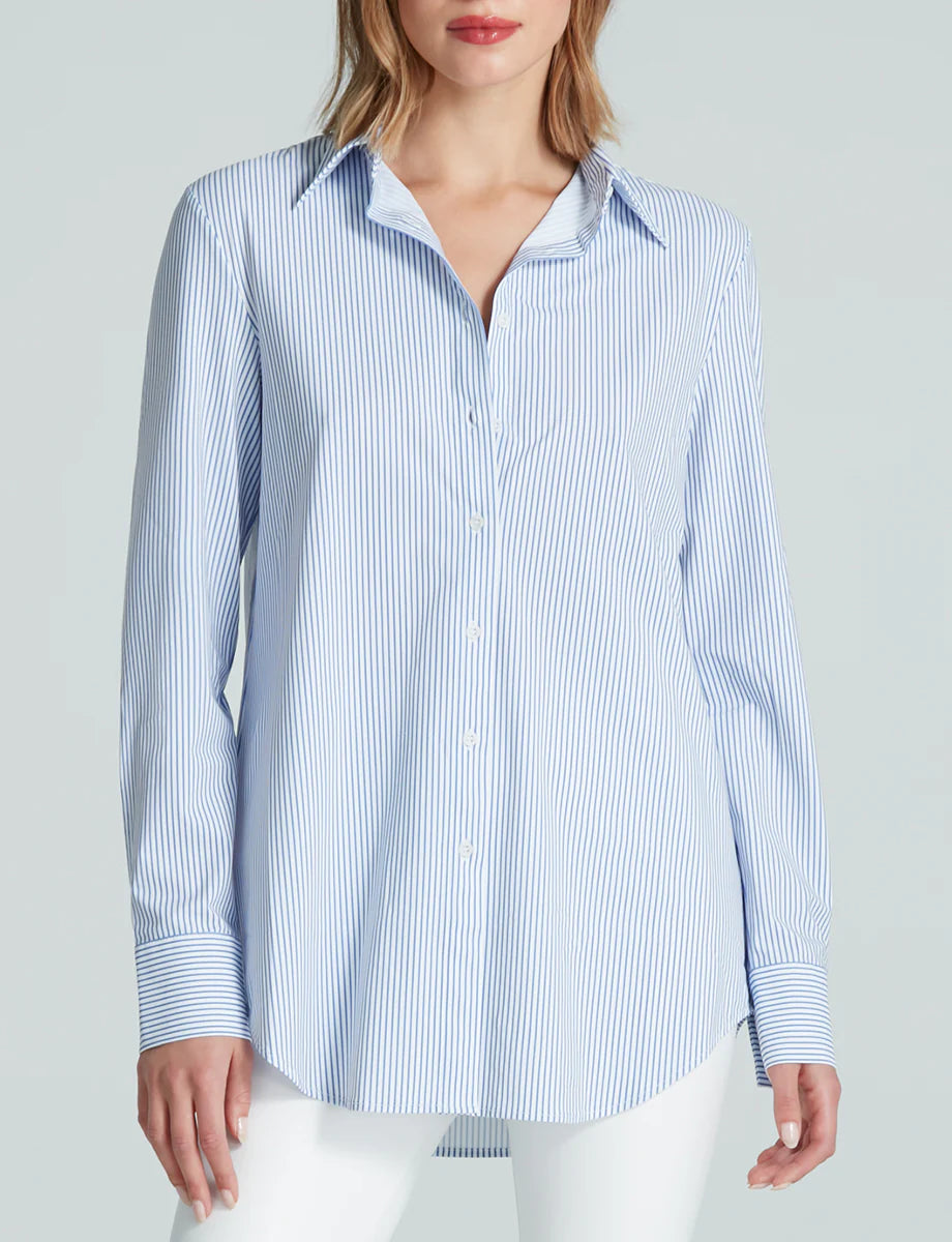 Buy blue-white-stripe Commando Classic Printed Oversized Button Down Shirt