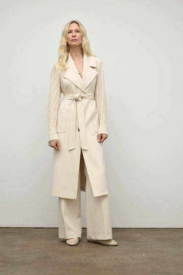 Iris Setlakwe Coat with Cable Knit Sleeve - 0