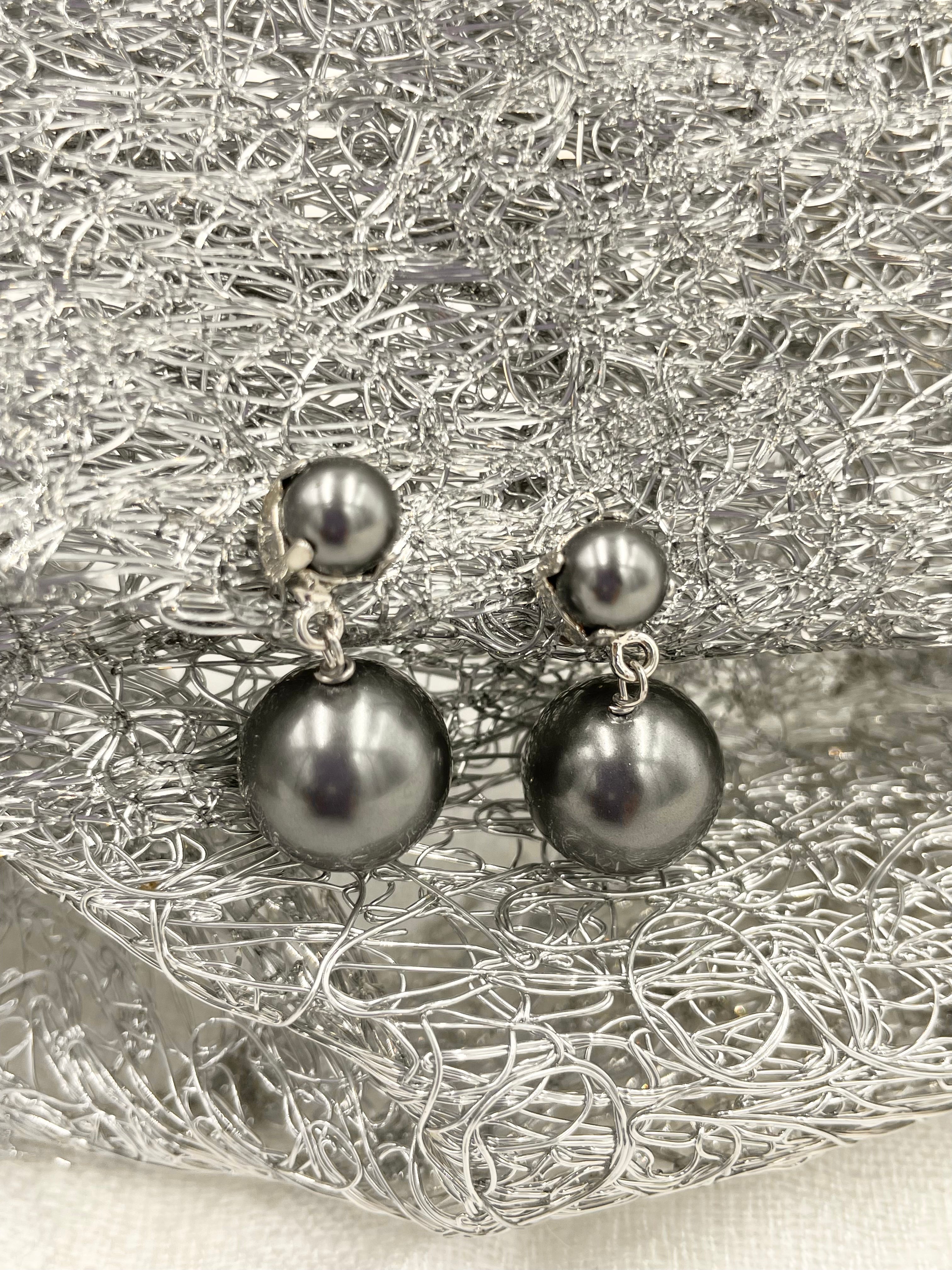 Joanna Bisley Dark Grey Swarovski Pearl Earrings
