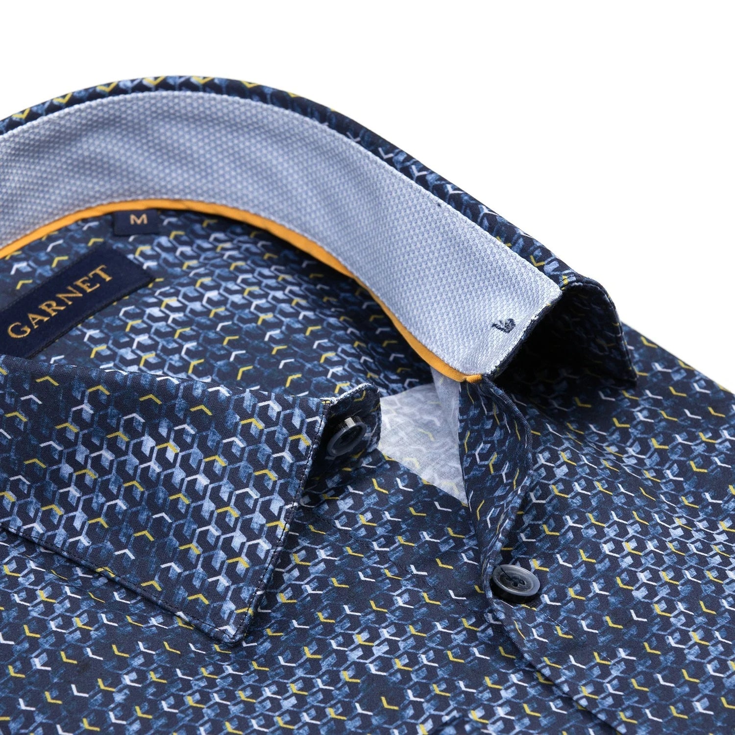 Garnet Honeycomb Printed  Long Sleeve Button Up Shirt