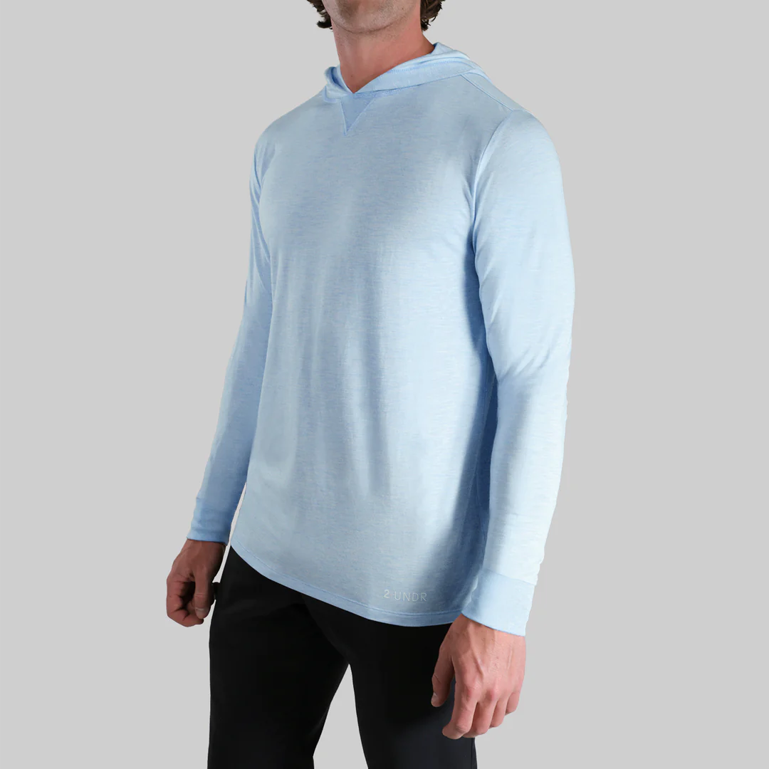 Buy heathered-light-blue 2Undr Luxe Long Sleeve Hooded Tee