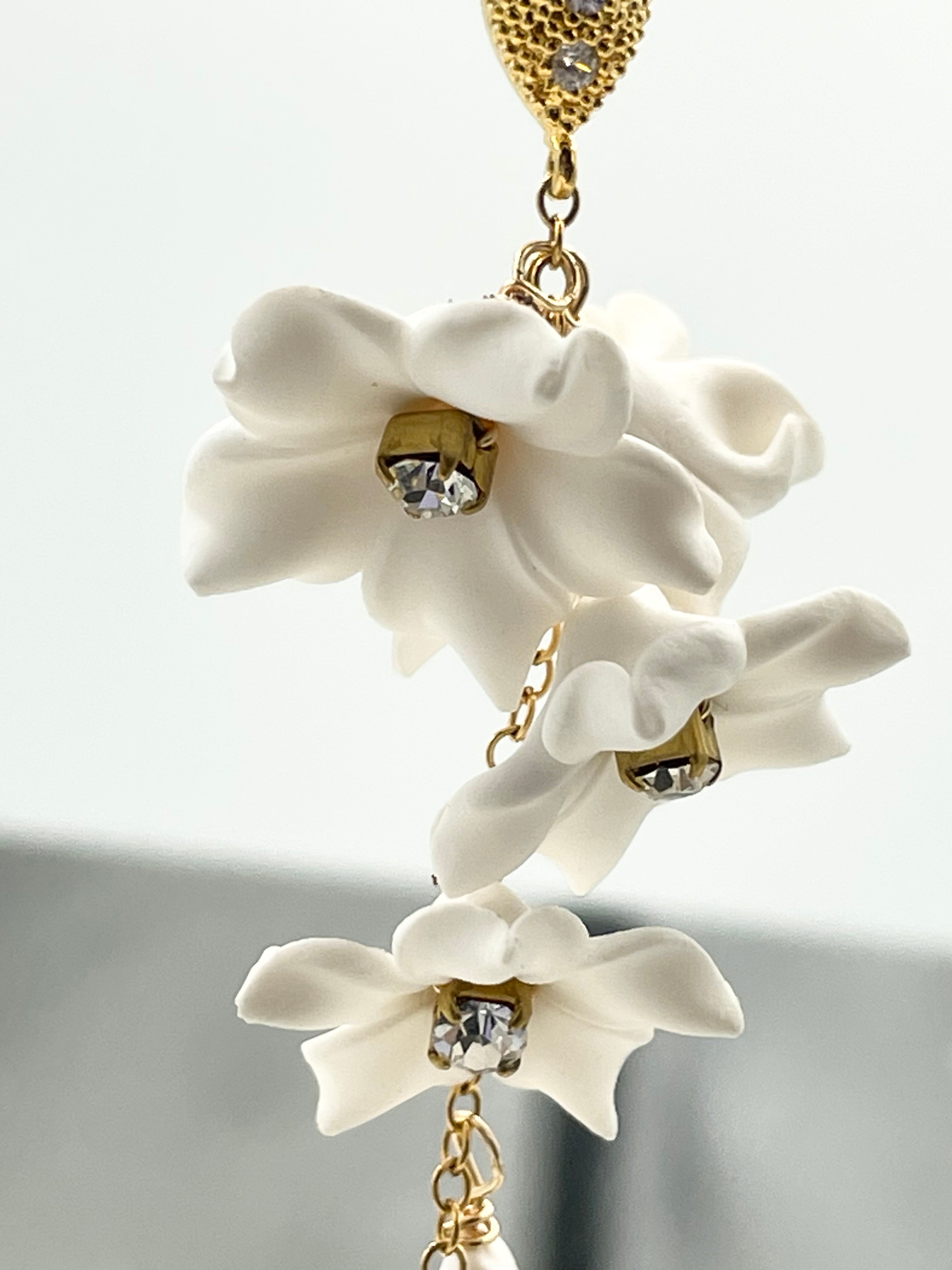 Joanna Bisley ELSA Swarovski Pearl 14Kt Goldfill Clay Florals