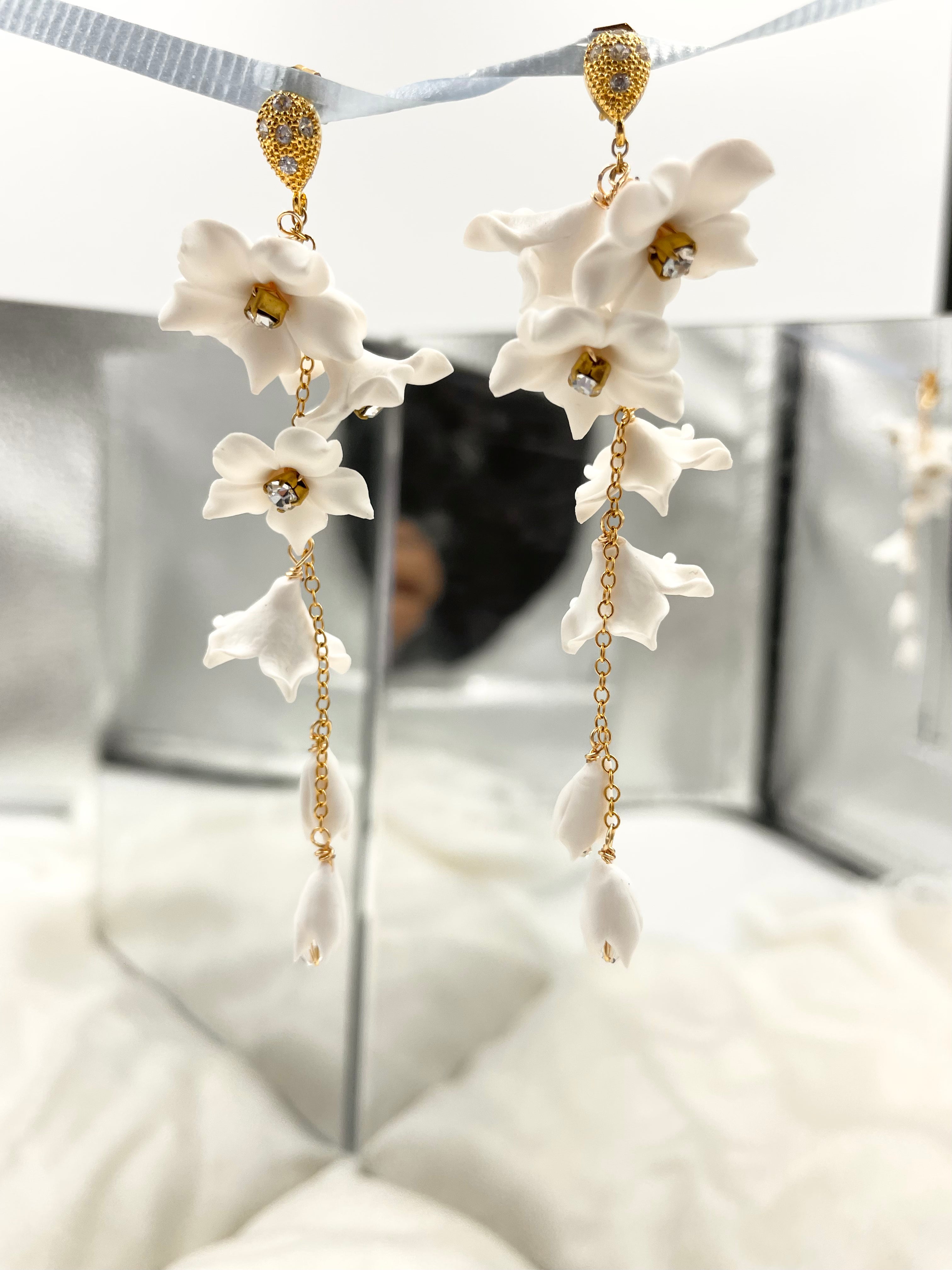 Joanna Bisley ELSA Swarovski Pearl 14Kt Goldfill Clay Florals