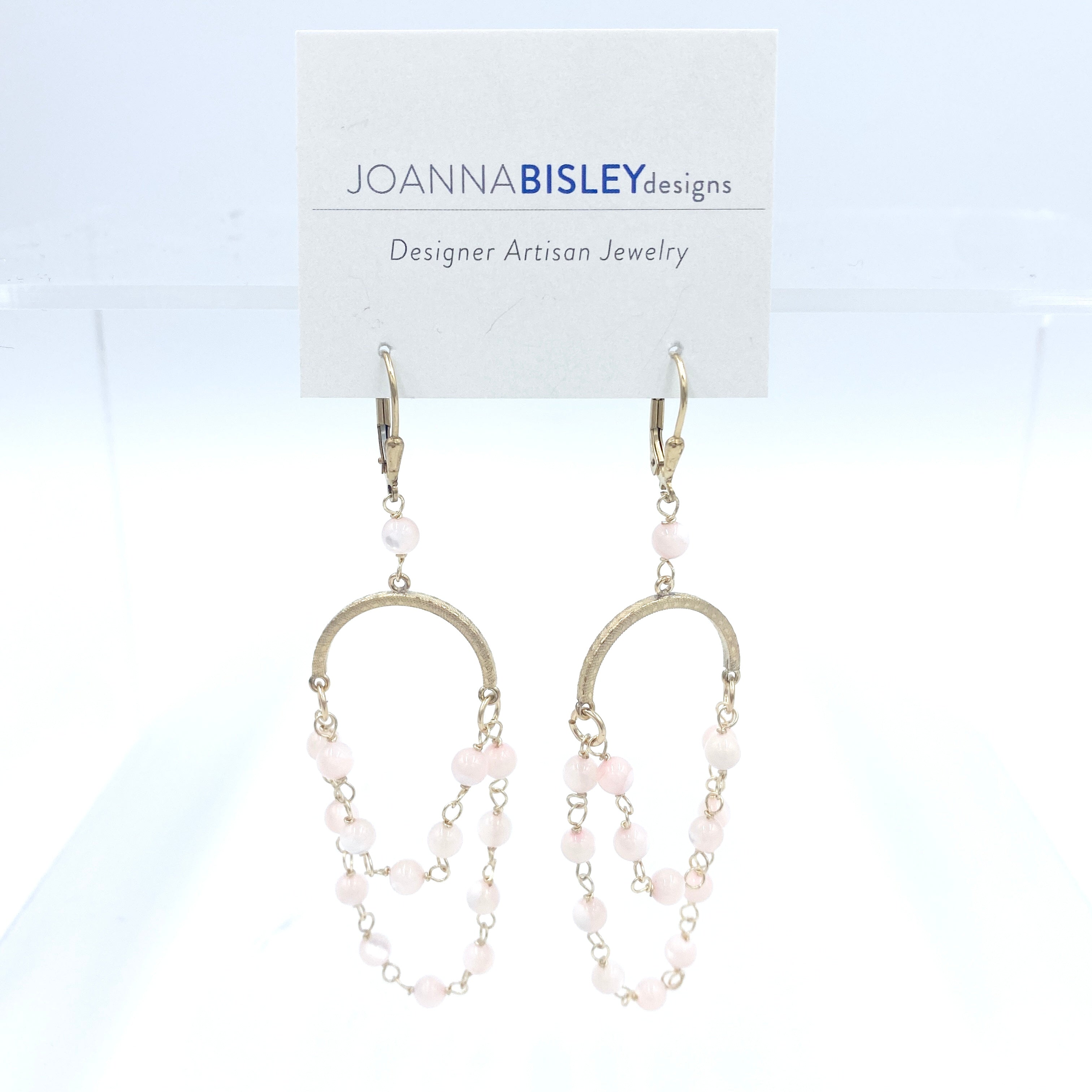 Joanna Bisley Pink Mother of Pearl and 14kt goldfill Earrings E3592pi