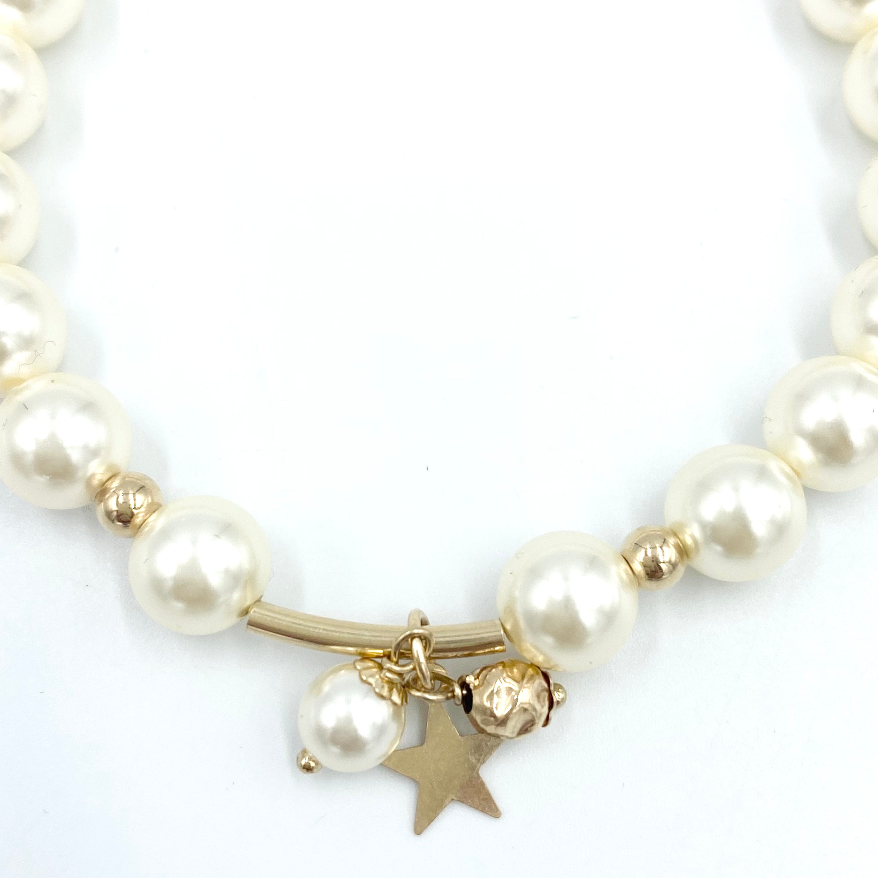 Joanna Bisley 14kt Goldfill Star Cluster with 8mm Pearl Bracelet