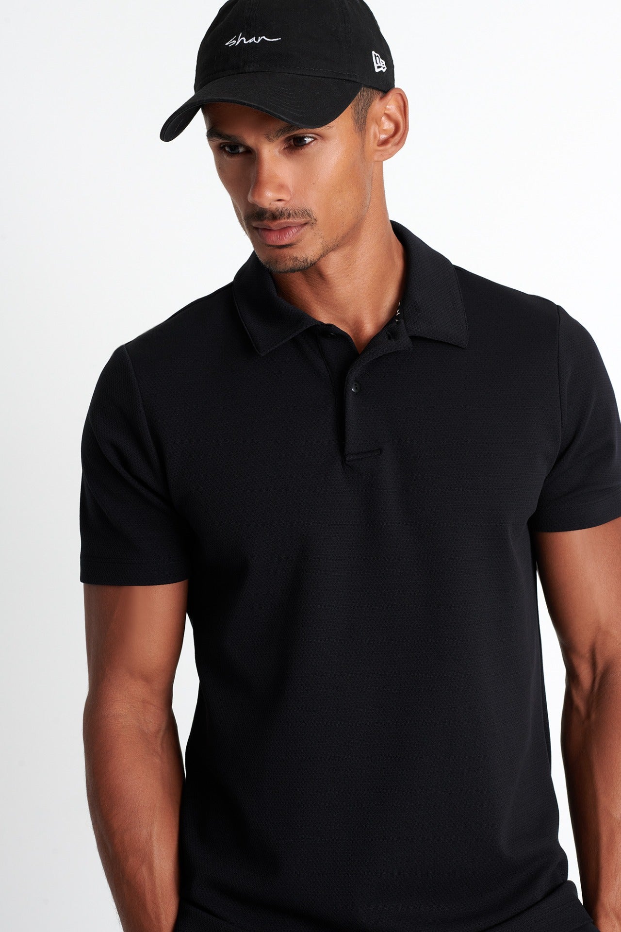Shan Mens Textured Jersey Polo