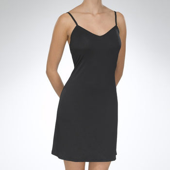 women's black slip dress