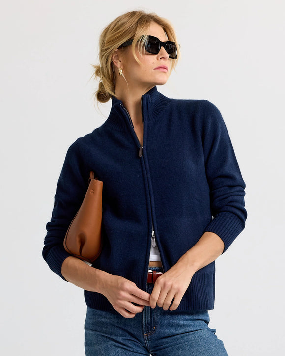 Cashmere Stand Collar Cardigan by Pura Cashmere