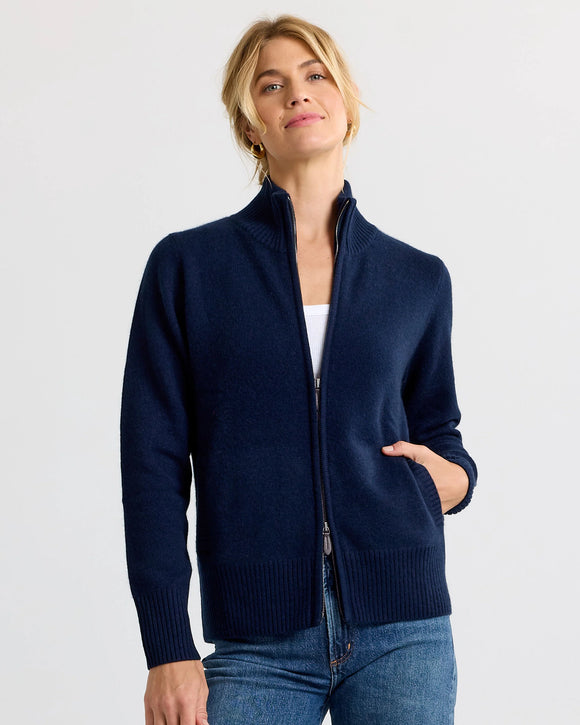 Cashmere Stand Collar Cardigan by Pura Cashmere