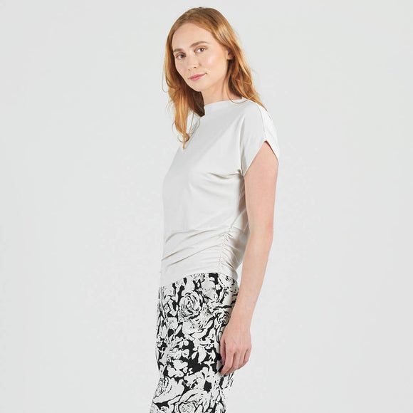 Clara Sunwoo Side Ruched Boat Neck Top - RESTOCKING IN JANUARY