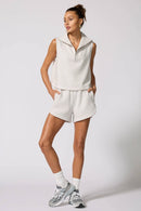 Dreamweave™ Half Zip Mock Neck Tank - Htr Moonbeam-4