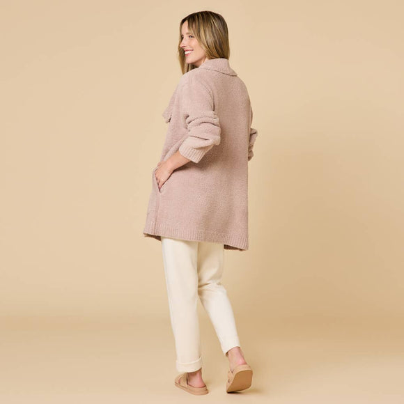 Ultra-Marshmallow Wrap Cardigan with Exaggerated Collar