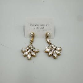 Joanna Bisley Cream Pearl & Swarovski Crystal Chandelier Earrings | 14Kt Gold Fill