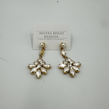 Joanna Bisley Cream Pearl & Swarovski Crystal Chandelier Earrings | 14Kt Gold Fill