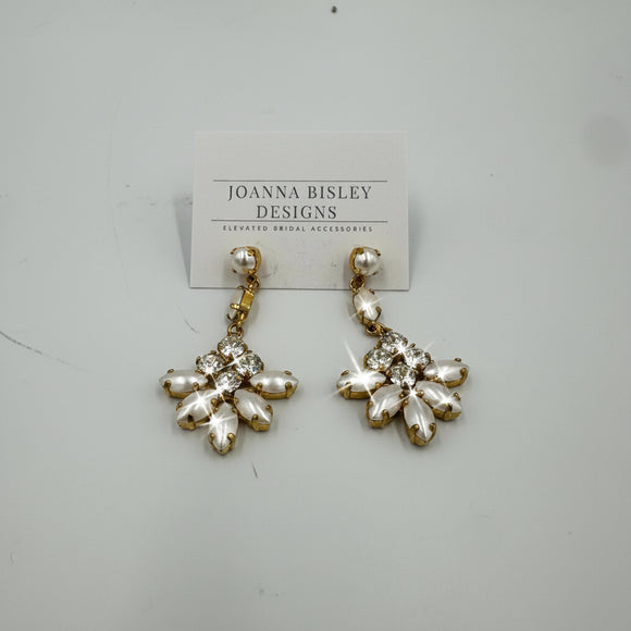 Joanna Bisley Cream Pearl & Swarovski Crystal Chandelier Earrings | 14Kt Gold Fill