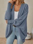 Open-Front Ribbed Knit Cardigan with Dolman Sleeves-5