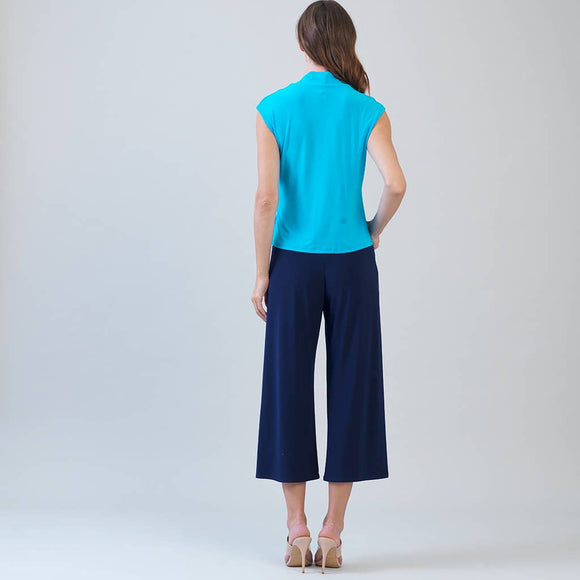 Clara Sunwoo Draped V-Neck Ruched Soft Knit Sleeveless Top