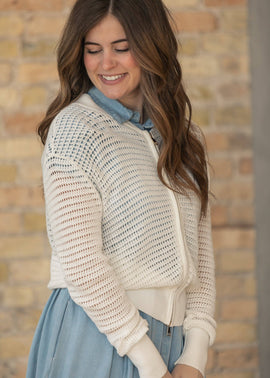 Inherit Tate Crochet Open Knit Cardigan