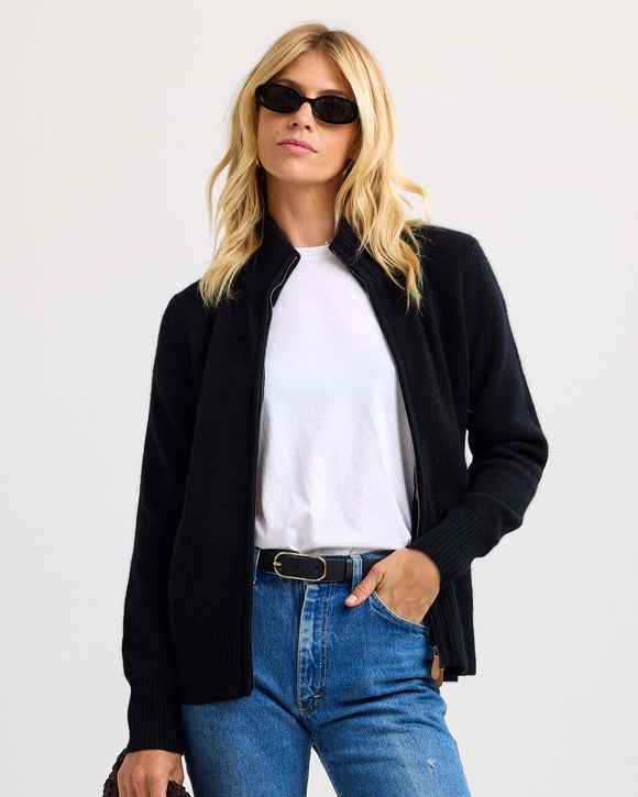 Cashmere Stand Collar Cardigan by Pura Cashmere
