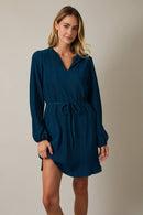 Long Sleeve Tie Waist Mini Dress - COMING SOON-1