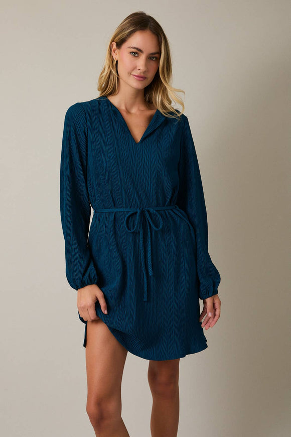 Long Sleeve Tie Waist Mini Dress - COMING SOON