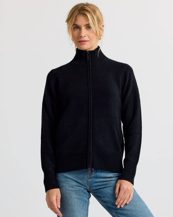 Cashmere Stand Collar Cardigan by Pura Cashmere