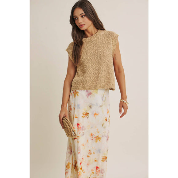 Watercolor Abstract Bias-Cut Midi Skirt