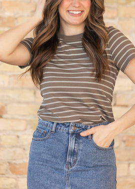 Inherit Chloe Essential Brown Striped Tee