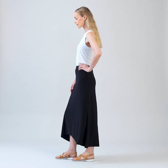 Clara Sunwoo Cascade Drape Hi-Low Maxi Skirt – Travel-Friendly, Wrinkle-Free