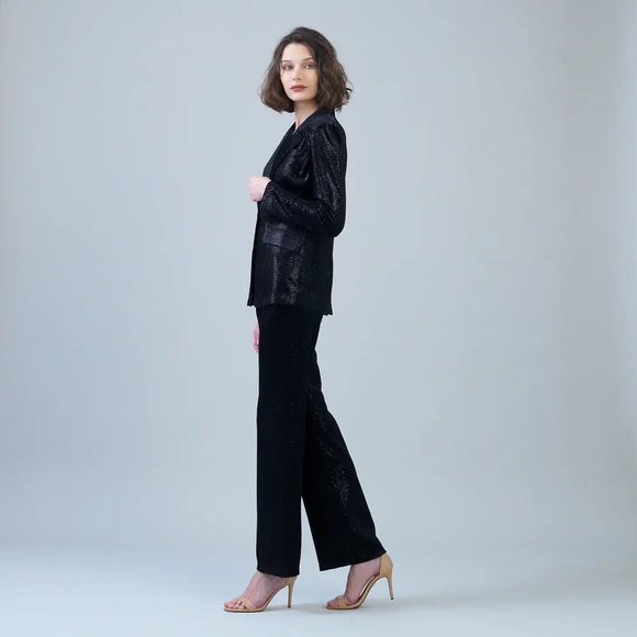 Clara Sunwoo Velvet Shimmer Signature Pocket Blazer