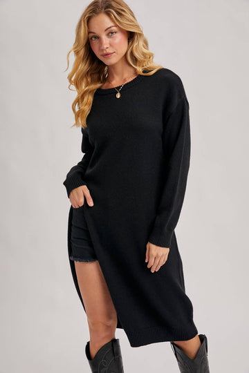 High Slit Longline Pullover - 0