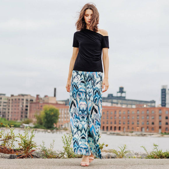 Clara Sunwoo Angular Drape Neck Off Shoulder Top