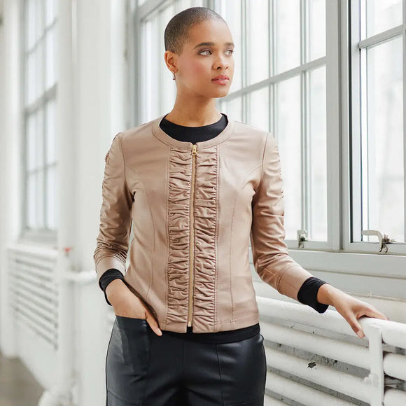 Clara Sunwoo Liquid Leather ™ Ruched Detail Jacket - COMING SOON