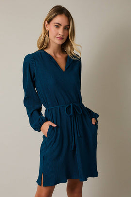 Long Sleeve Tie Waist Mini Dress - COMING SOON - 0