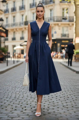 Two Way Zip Up Midi Dress