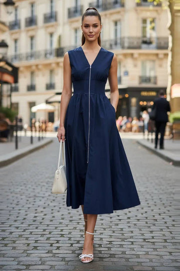 Two Way Zip Up Midi Dress