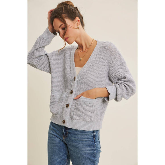 Slouchy Ribbed Cardigan Sweater