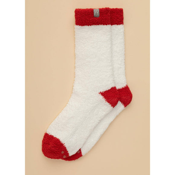 Softies Cozy Marshmallow Crew Socks with Grippers for Women