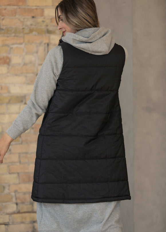 Polar Black Puff Vest Long - ARRIVING SOON