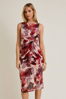 Boat Neck Sleeveless Front Twist Floral Print Dress - COMING SOON-2