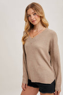 V-Neck Soft Knit Sweater Pullover-5