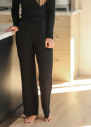 Essential Black Ribbed Wide Leg Pants-8