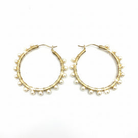 Joanna Bisley Pearl Hoop Earrings with 3mm Pearls | 14Kt Gold Fill