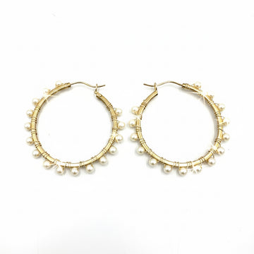 Joanna Bisley Pearl Hoop Earrings with 3mm Pearls | 14Kt Gold Fill