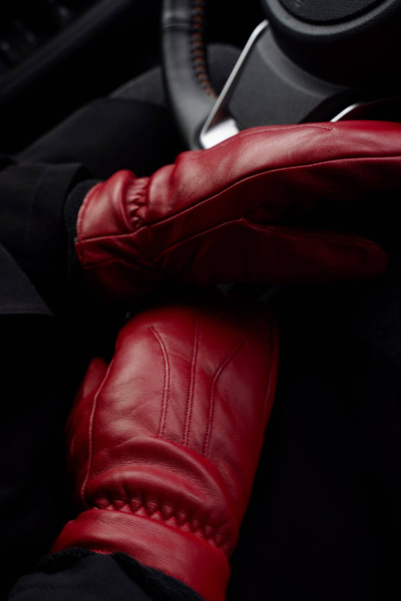 Sutton Leather Mittens With Individual Fingers by Brume - Women